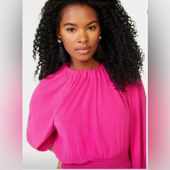 Scoop Hot Pink Blouson Midi Dress with Bow in Back sz XL - Picture 5 of 9